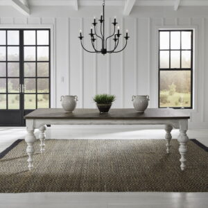 River Place - Rectangular Leg Table - Riverstone White & Tobacco