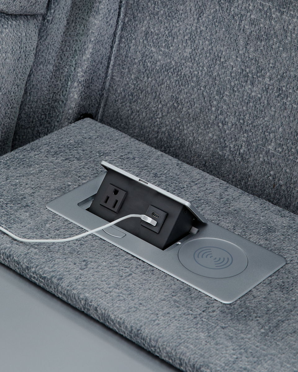Studio Cave - Power Reclining Sofa - Steel - Image 5