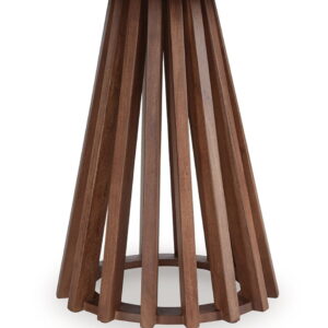 Kallari - Round End Table - Warm Brown / Black