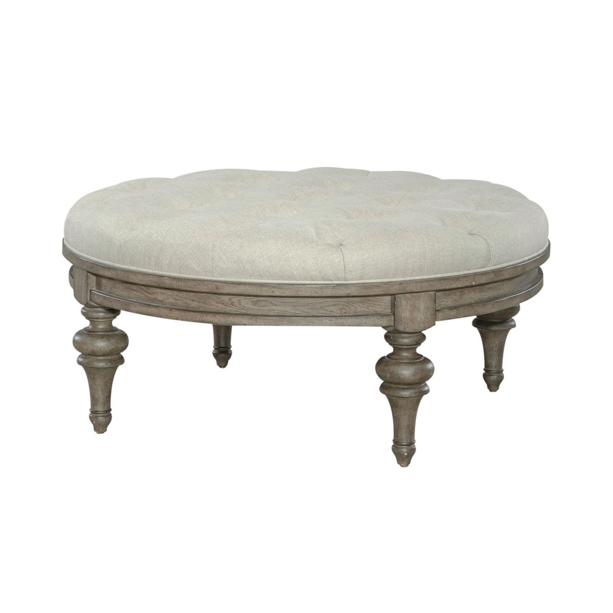 Americana Farmhouse - Round Cocktail Ottoman - Light Brown - Image 5