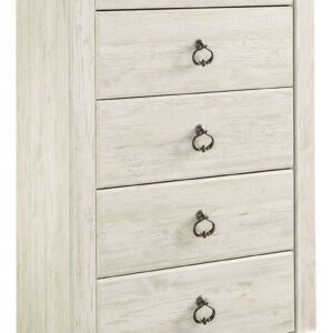 Willowton - Five Drawer Chest - Brown / Beige / White