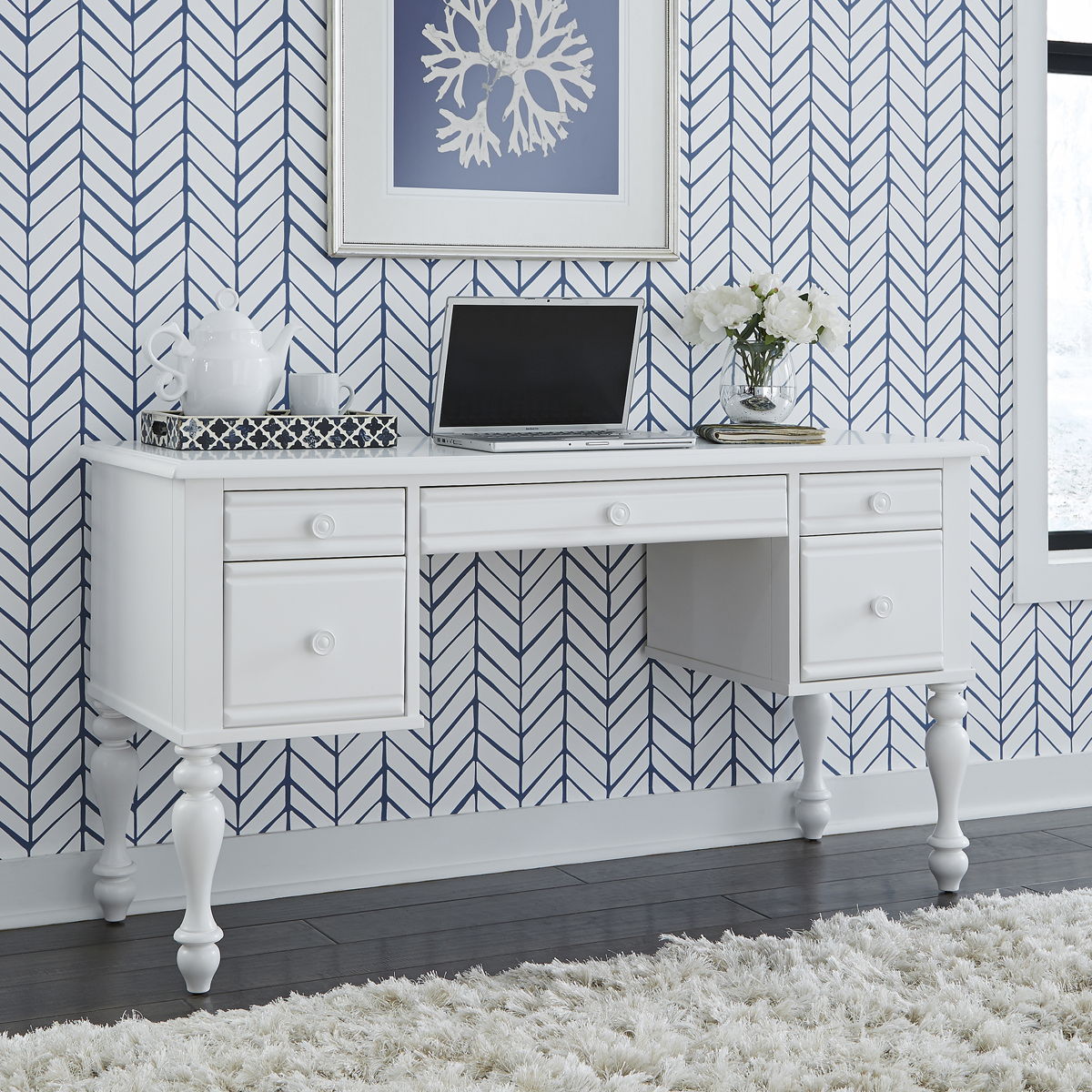 Summer House - Wood Vanity Desk - Oyster White