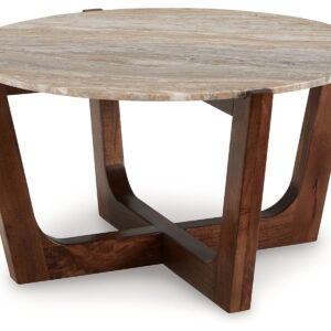 Tanidore - Round Cocktail Table - Warm Brown