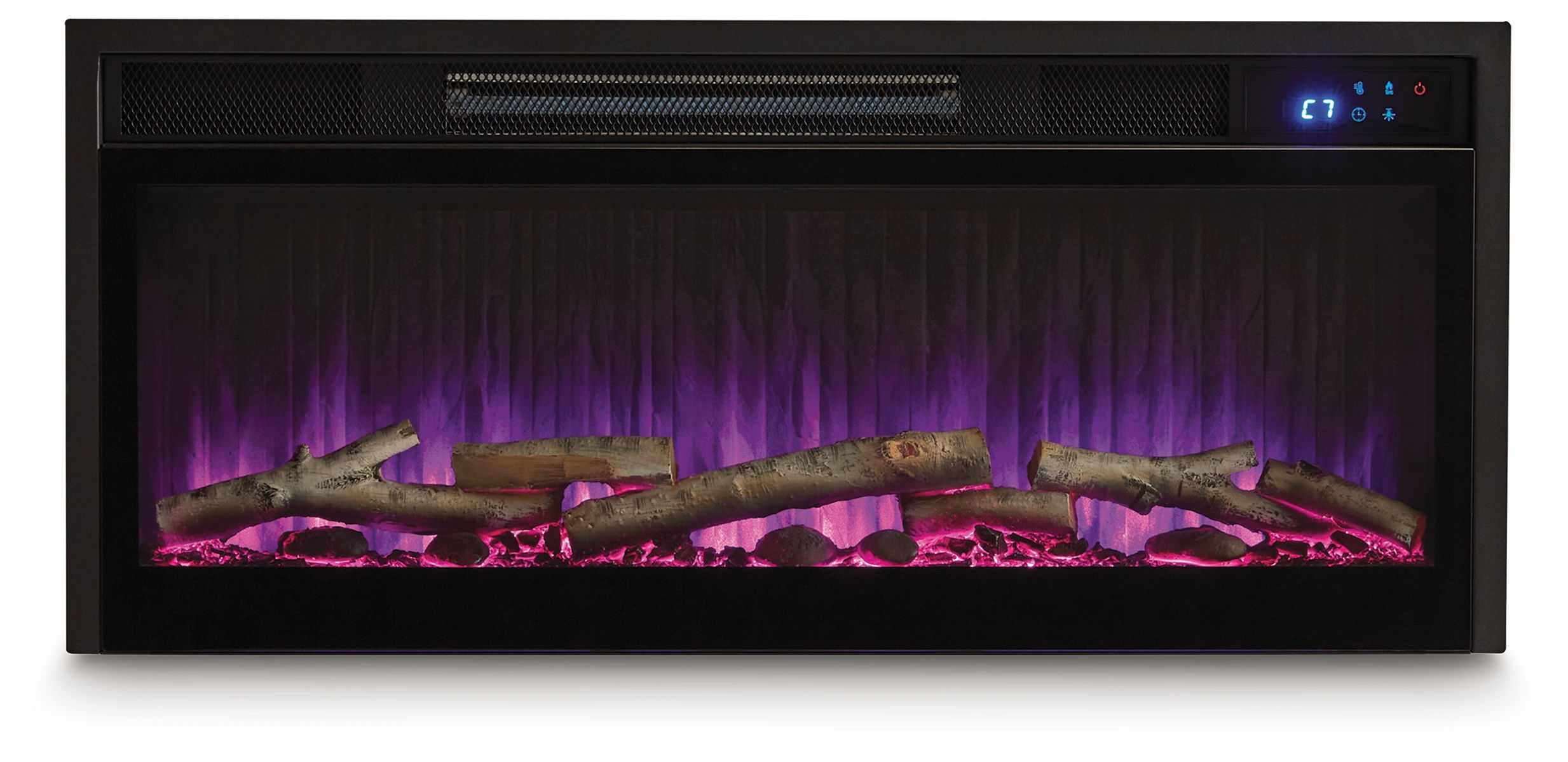 Entertainment Accessories - Fireplace Insert With Faux Birch Log Set - Black - Image 3