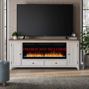 Fireplace TV Consoles - 80" Fireplace TV Console - Brown