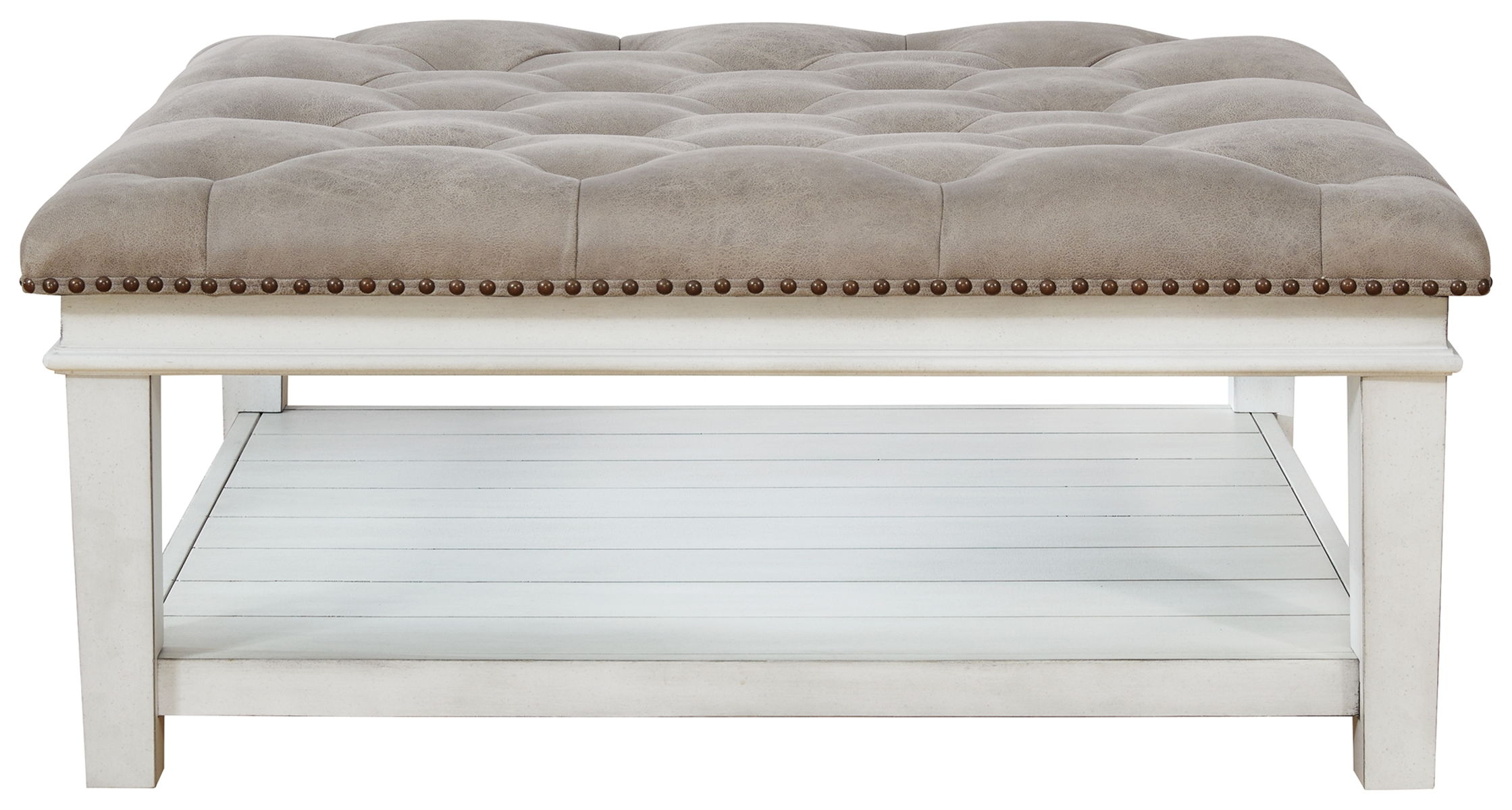 Kanwyn - Uph Ottoman Cocktail Table - Whitewash - Image 3