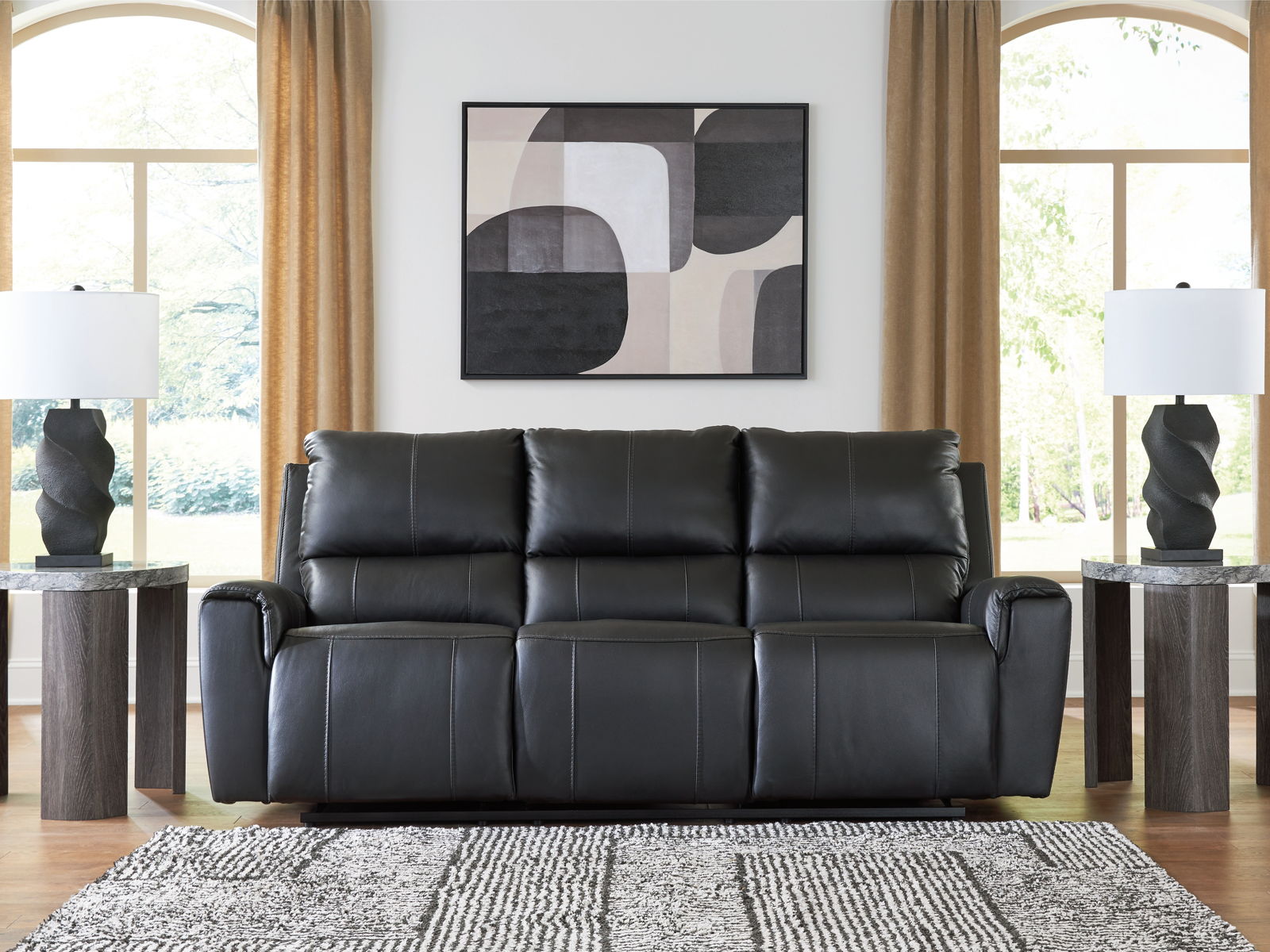 Glossmore - Reclining Sofa - Black - Image 4