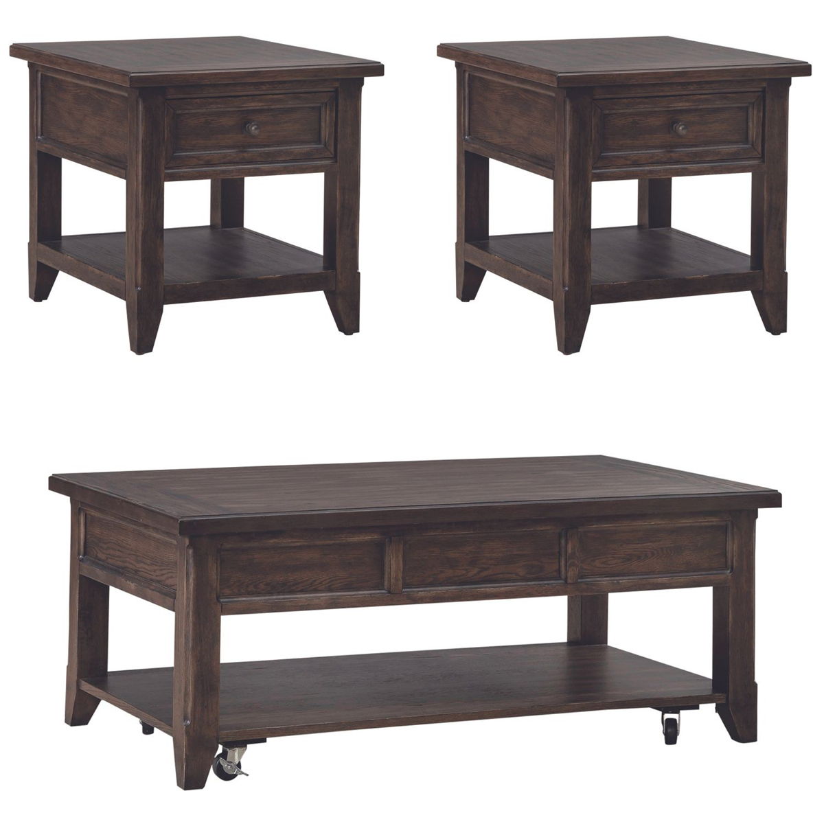 Paradise Valley - 3 Piece Table Set (Lift Top Cocktail Table) - Dark Brown - Image 2