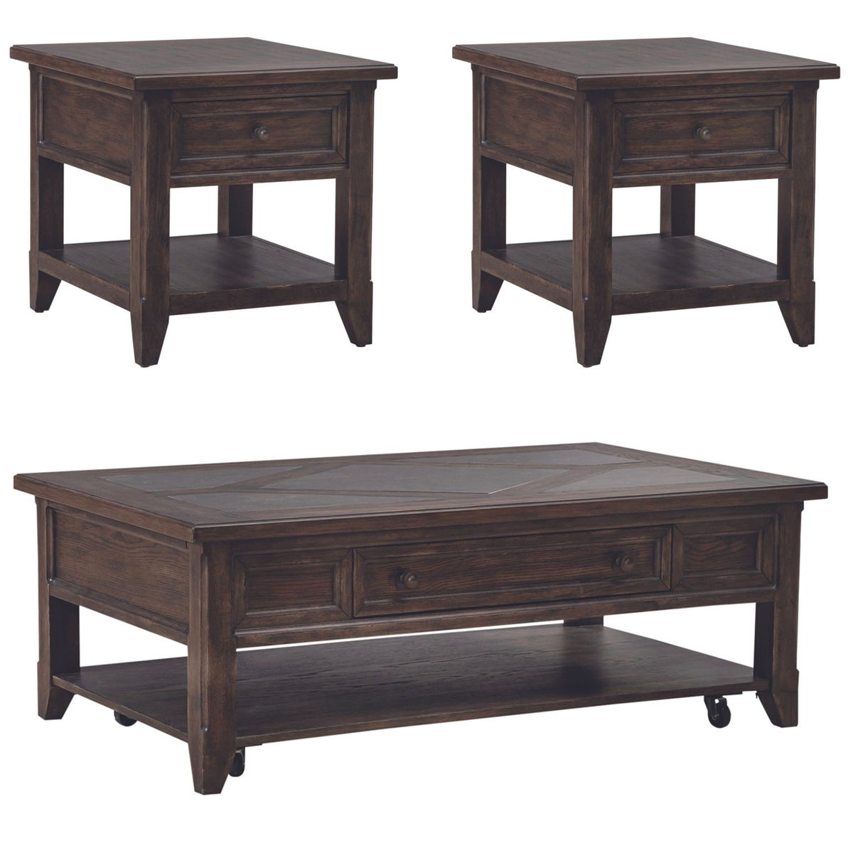 Paradise Valley - 3 Piece Table Set - Saddle Brown - Image 2