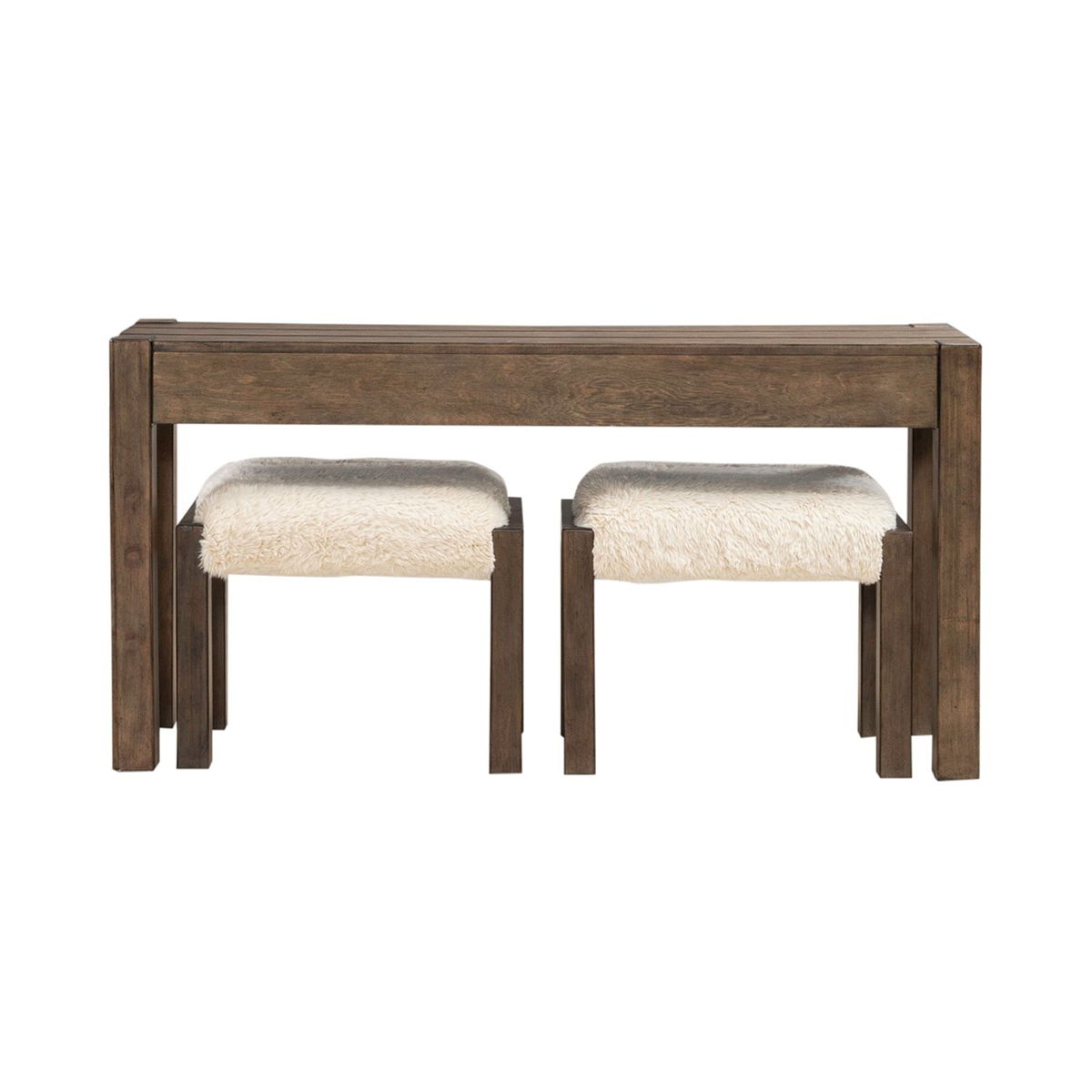 Broadmore - 3 Piece Table Set (1 Console Table 2 Console Stools) - Cobblestone Brown - Image 3