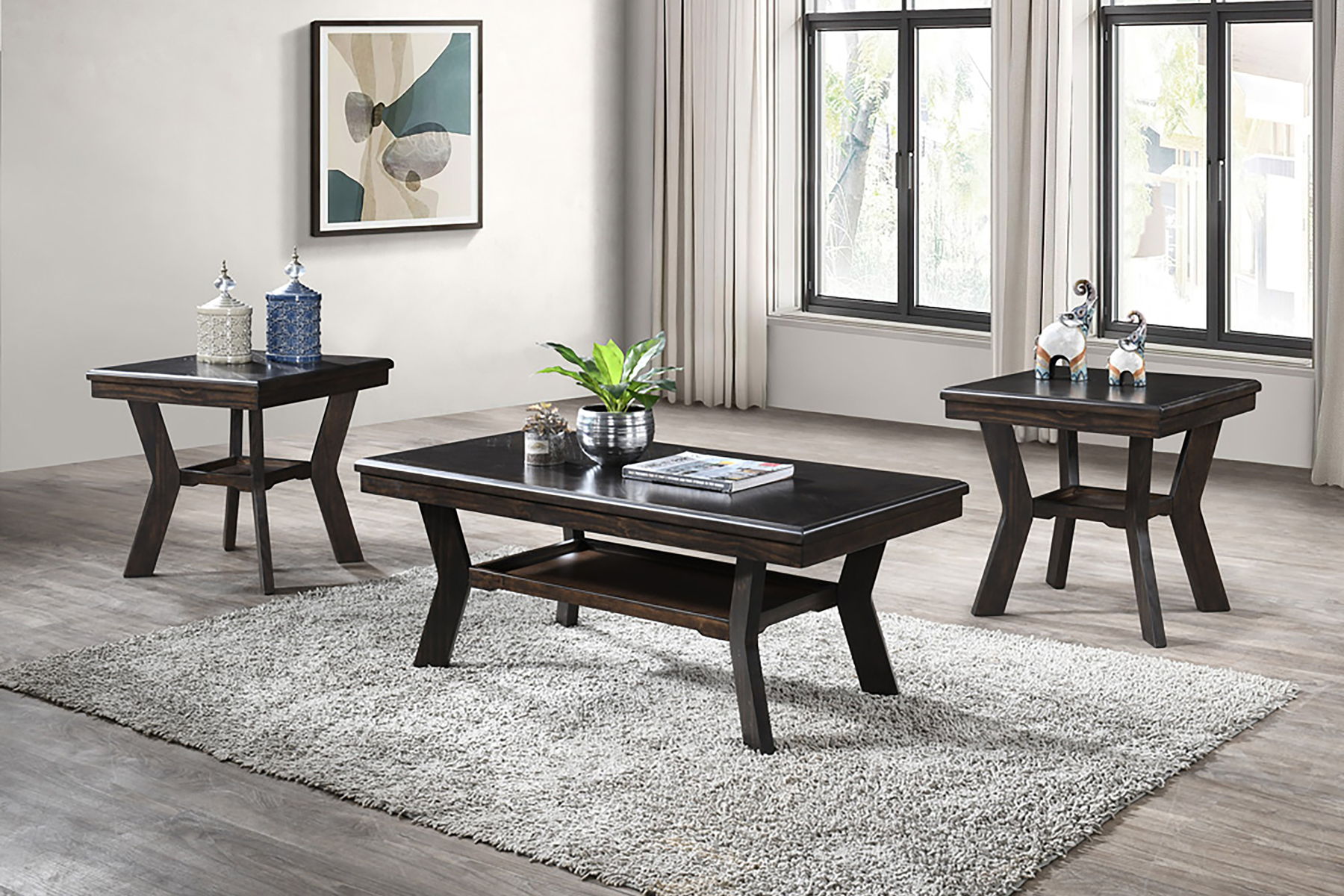Gia - 3 Piece Occasional Set (1 Coffee & 2 End Tables) - Brown - Image 9