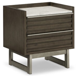 Arkenton - Two Drawer Night Stand - Grayish Brown / White