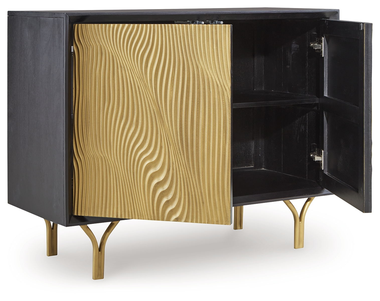 Tayner - Accent Cabinet - Black / Gold Finish - Image 2
