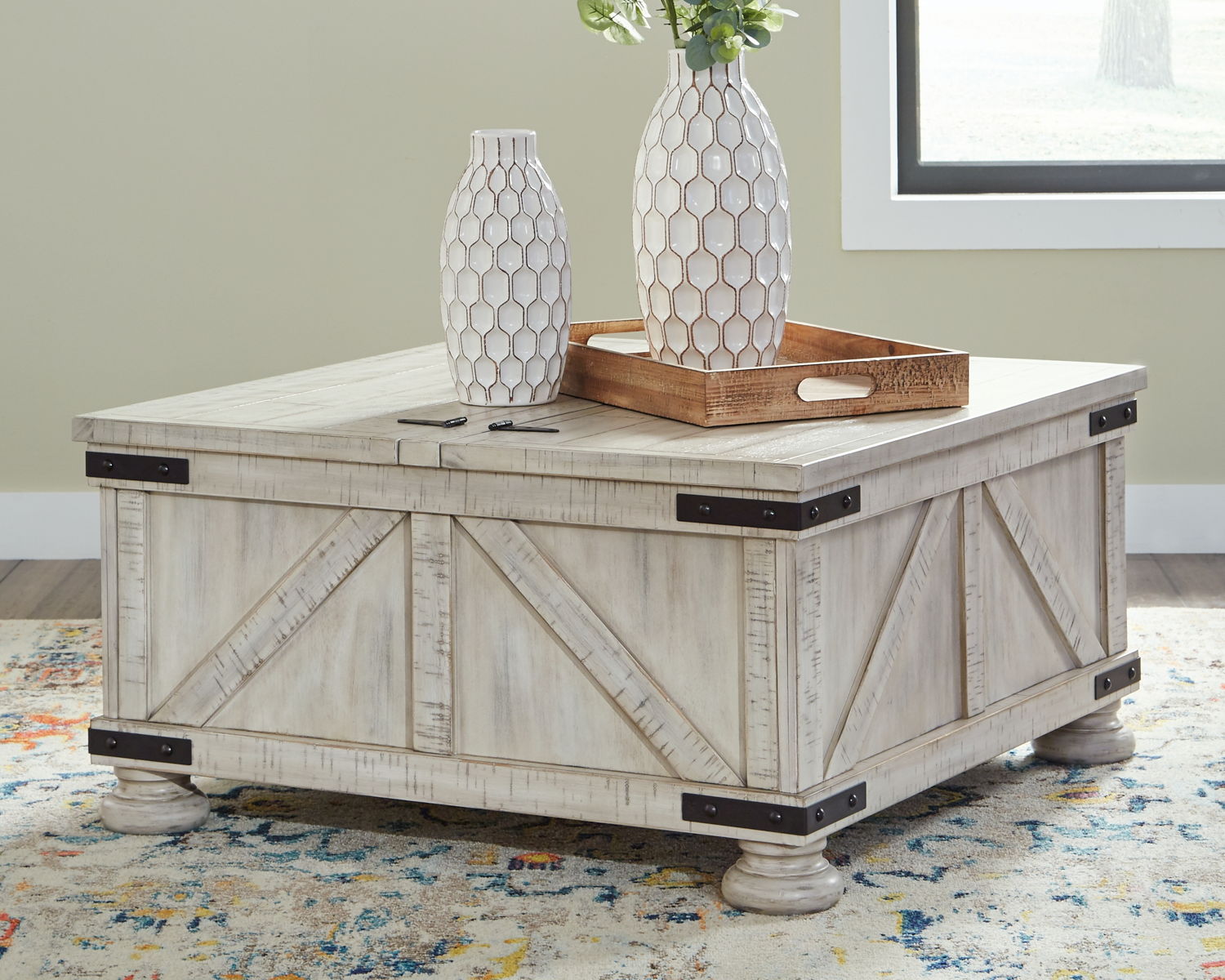 Carynhurst - Cocktail Table with Storage - Whitewash - Image 8