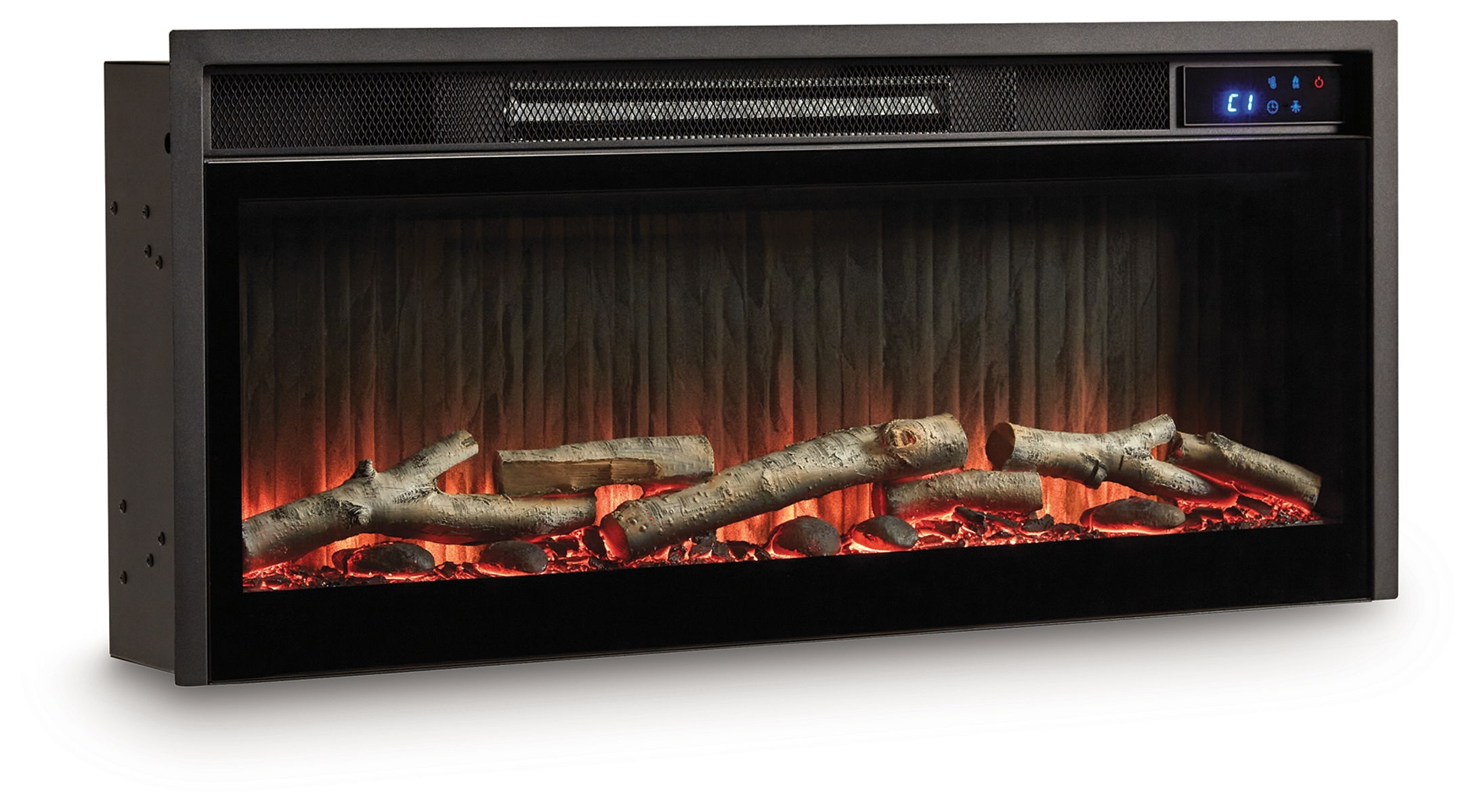 Entertainment Accessories - Fireplace Insert With Faux Birch Log Set - Black - Image 5