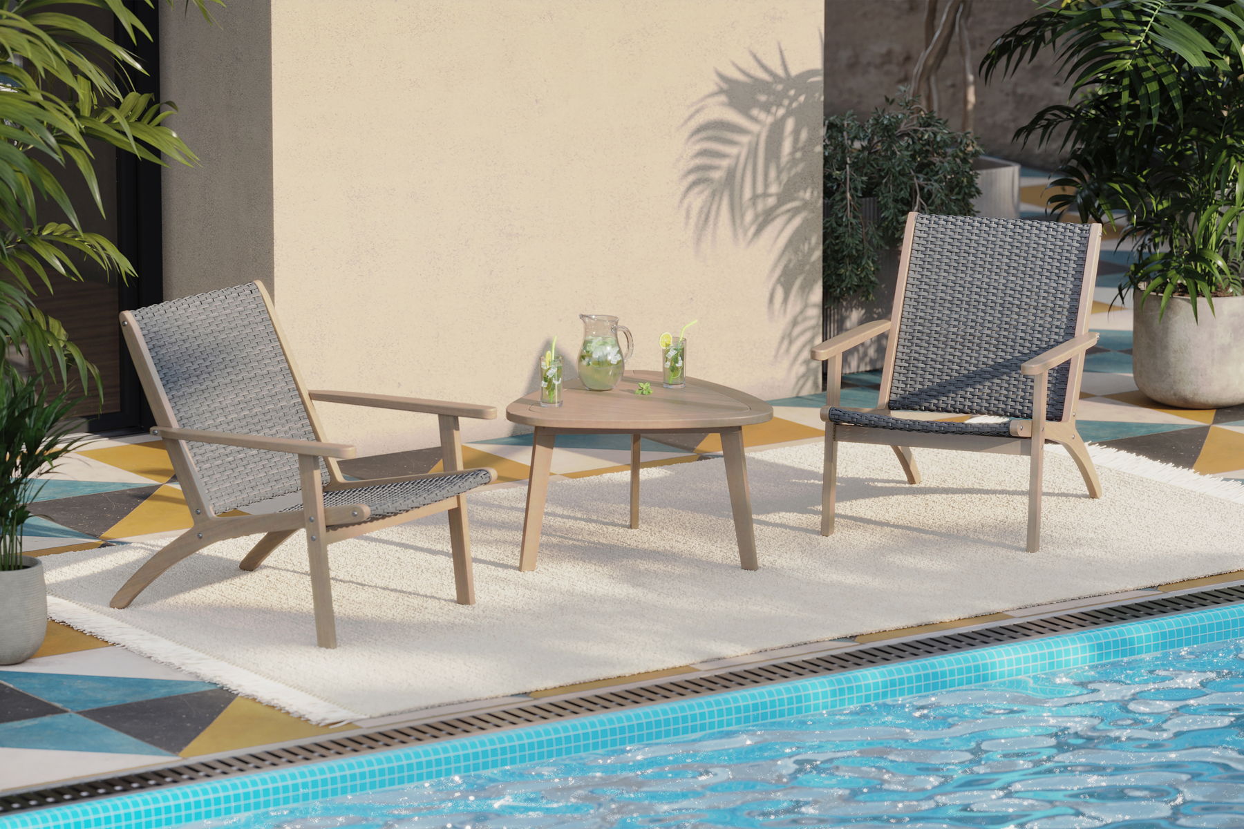 Radius - 3 Piece Outdoor (2 Chairs & End Table) - Gray - Image 4