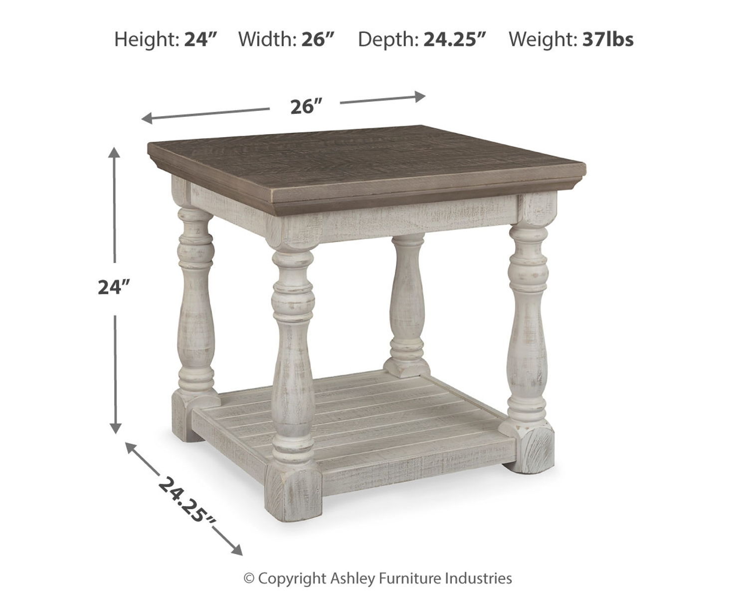 Havalance - Rectangular End Table - Gray / White - Image 3