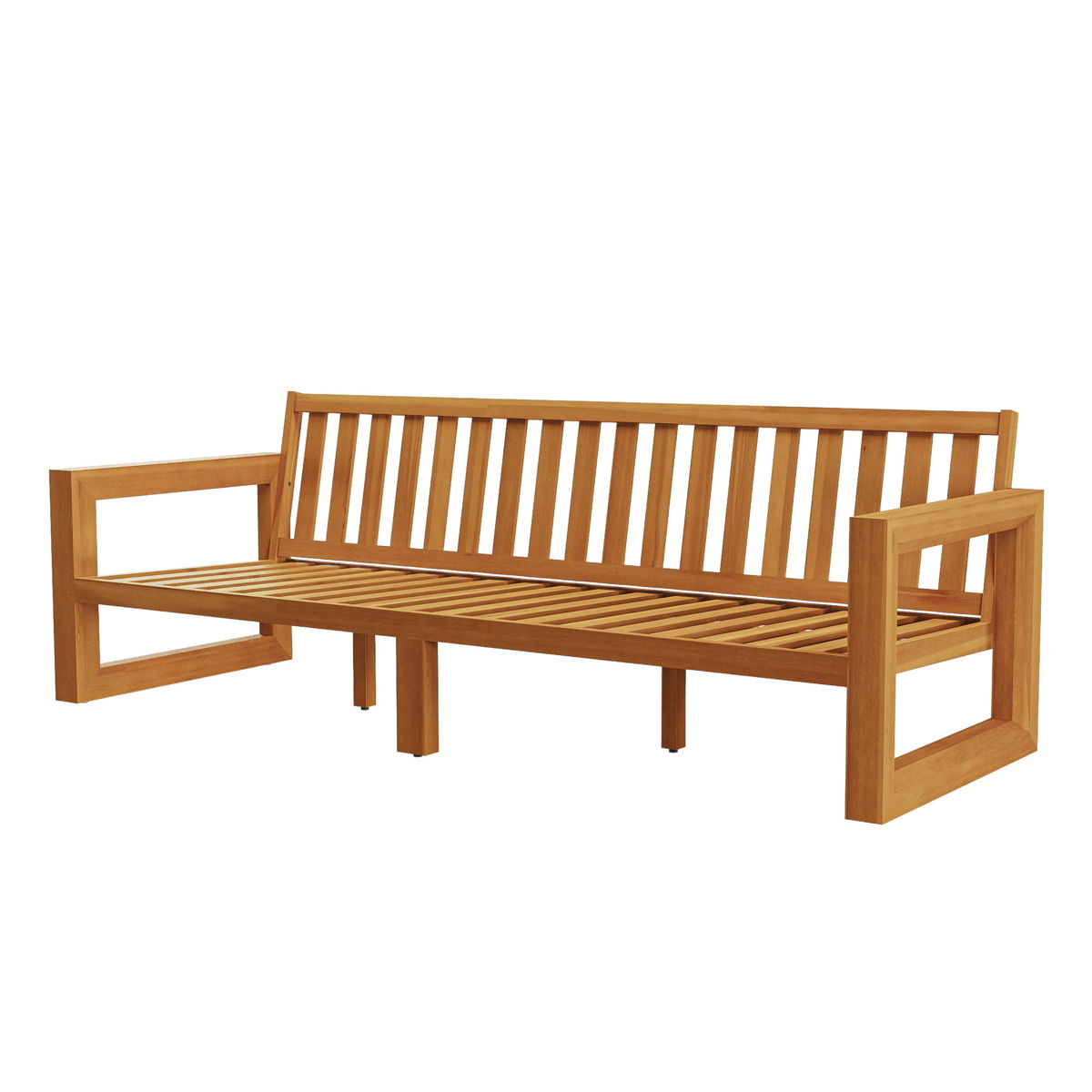 Bristol - Bay Wood Outdoor Sofa With Cushions - Natural / Brown / Gray - Image 4