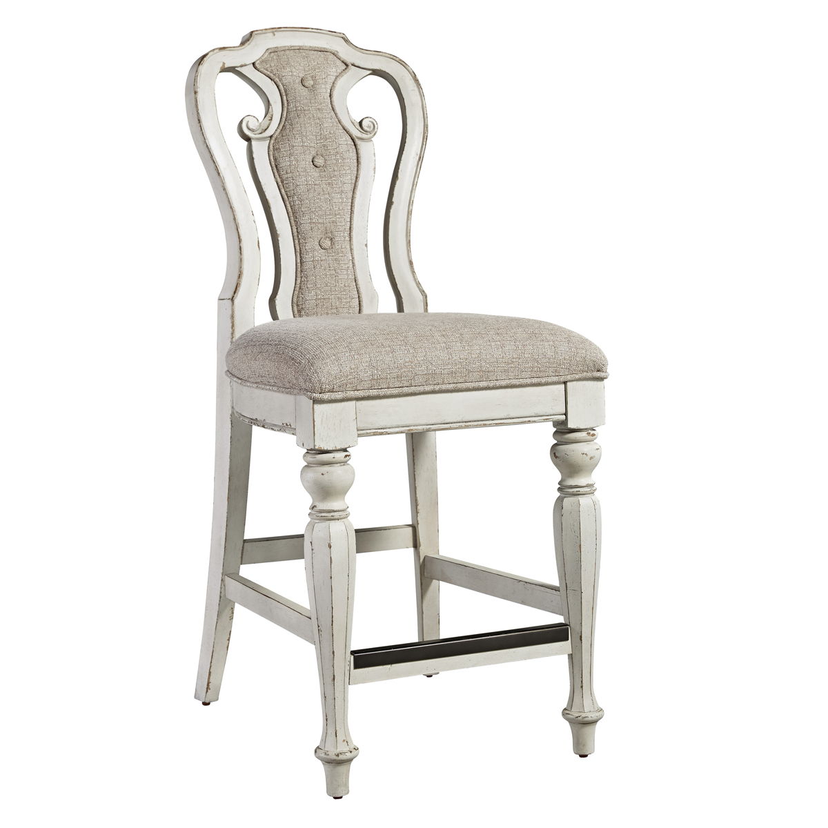 Magnolia Manor - 5 Piece Gathering Table Set - Upholstered Chairs - Antique White - Image 2