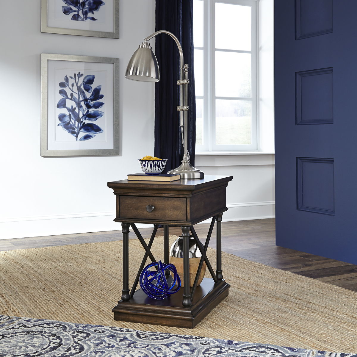 Tribeca - Drawer Chair Side Table - Cordovian Brown