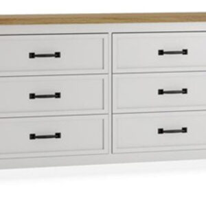 Kerisden - Six Drawer Dresser - White / Brown