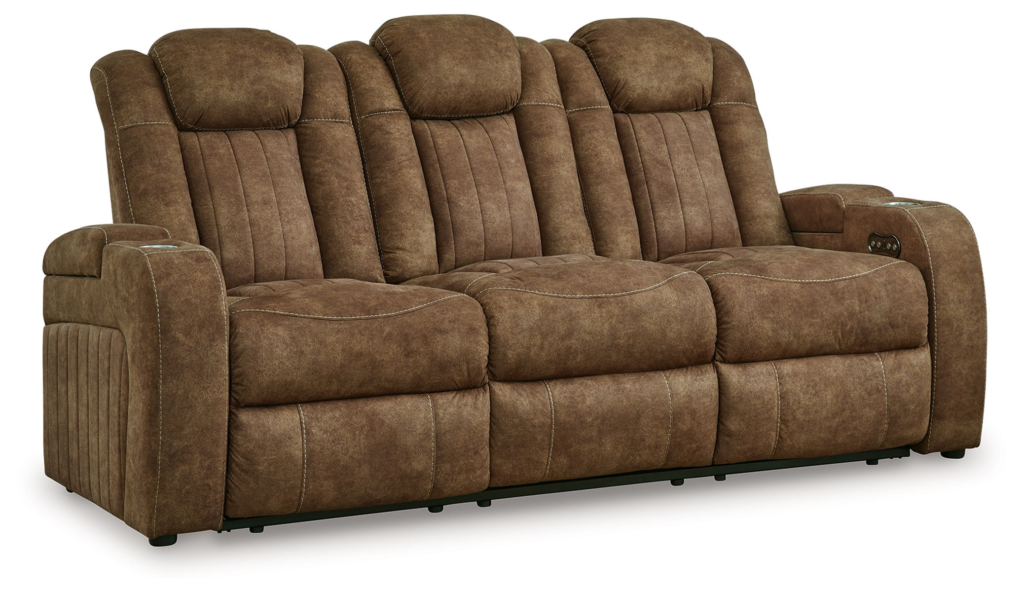 Wolfridge - 2 Pc. - Power Reclining Sofa, Power Reclining Loveseat With Console - Brindle - Image 7