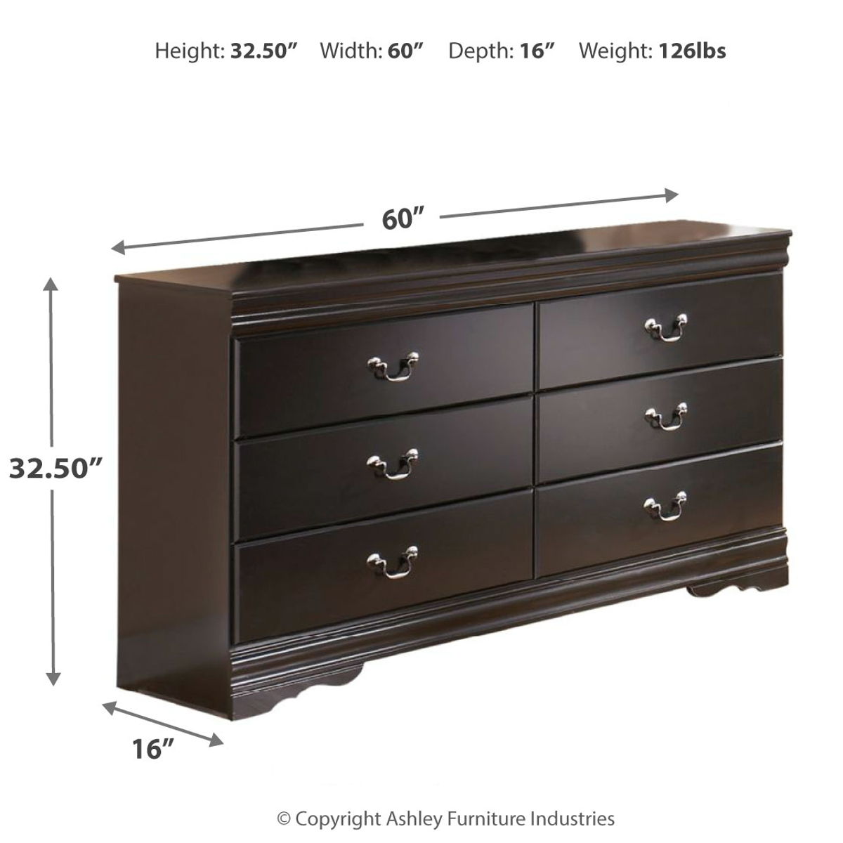 Huey Vineyard - Six Drawer Dresser - Black - Image 3