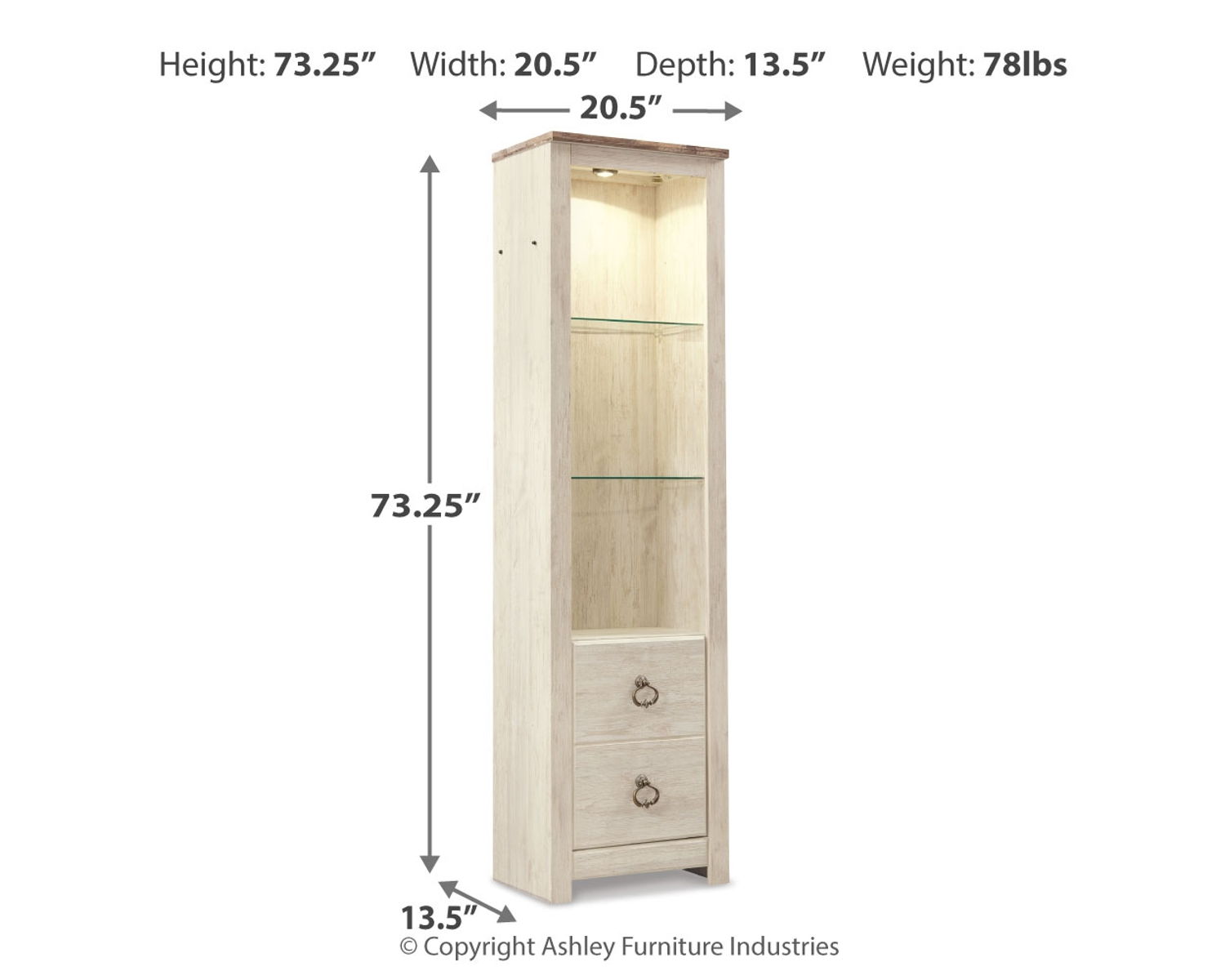Willowton - Entertainment Center - TV Stand With Faux Firebrick Fireplace Insert - Whitewash - Image 5