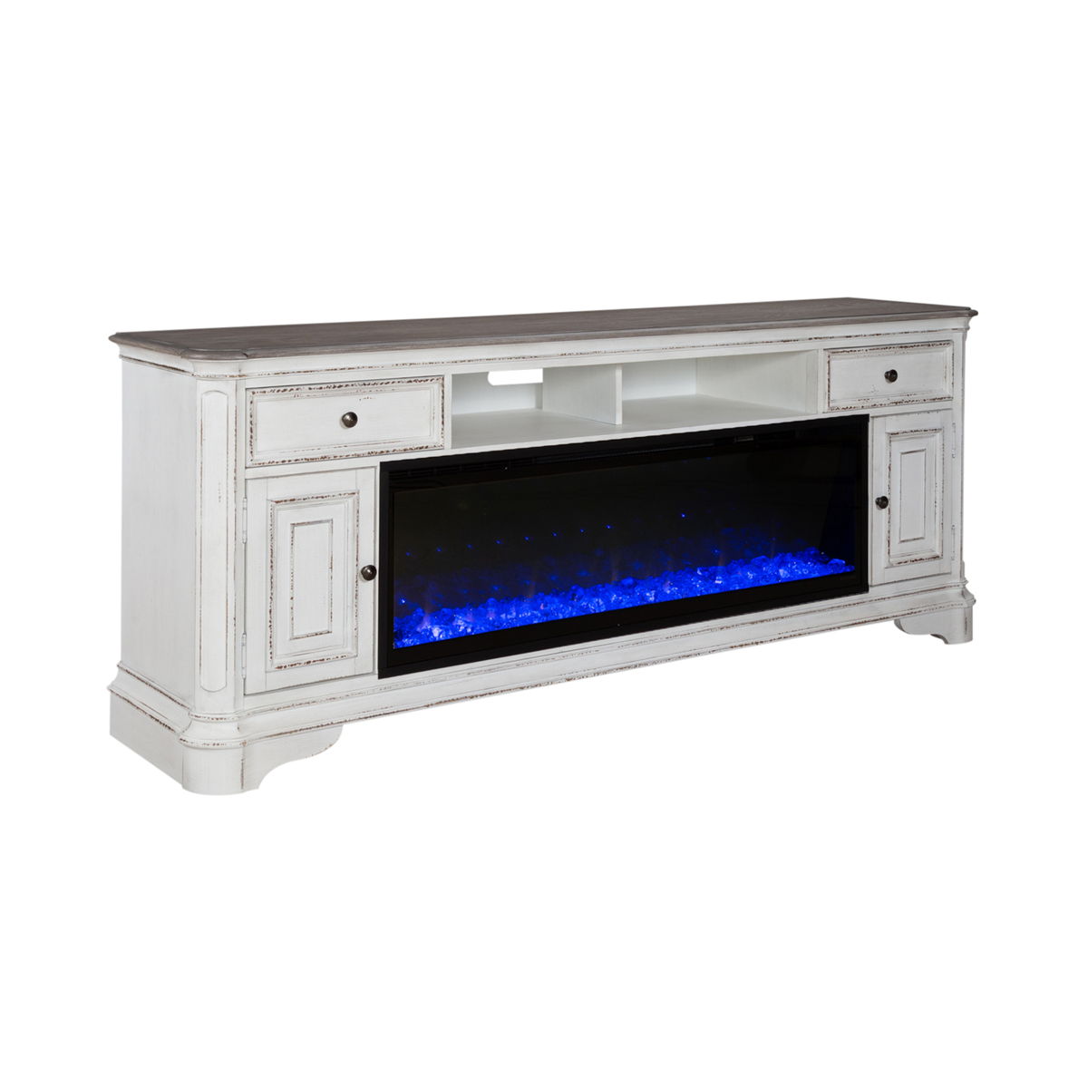 Magnolia Manor - 82" Console With Fire - White - Image 2