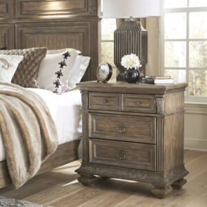 Carlisle Court - Bedside Chest With Charging Station - Medium Brown