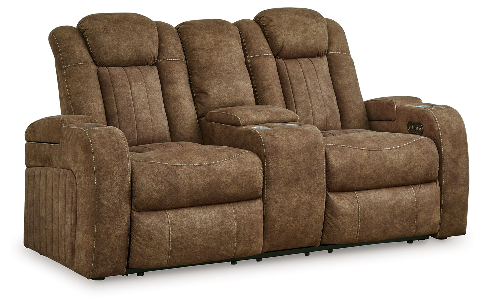 Wolfridge - 2 Pc. - Power Reclining Sofa, Power Reclining Loveseat With Console - Brindle - Image 3