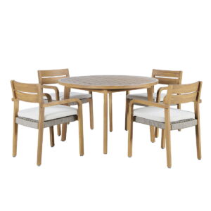 Arden - Round Patio Dining Table With 4 Patio Chairs - Natural