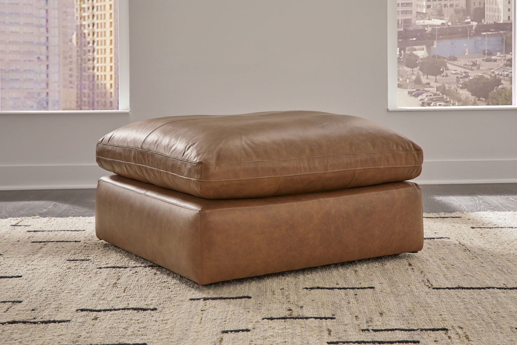 Emilia - 3 Pc. - 2-Piece Sectional Loveseat, Ottoman - Caramel - Image 5