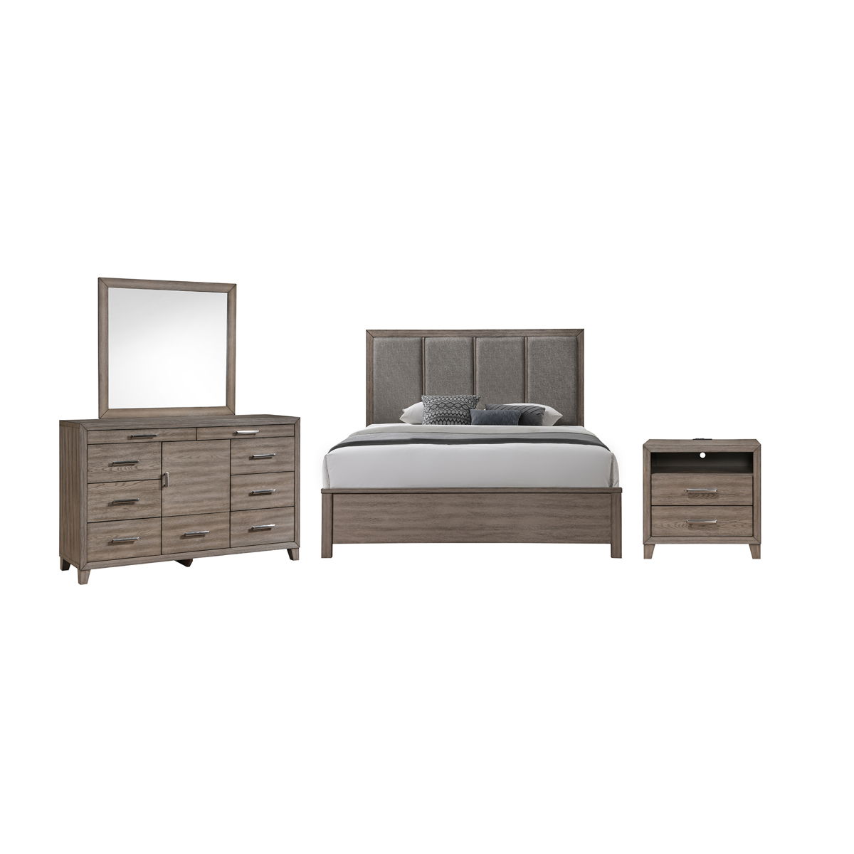 Harrisburg - 6/6 Eastern King 4 Piece Bedroom Set (Bed, Dresser, Mirror, Nightstand) - Dark Gray