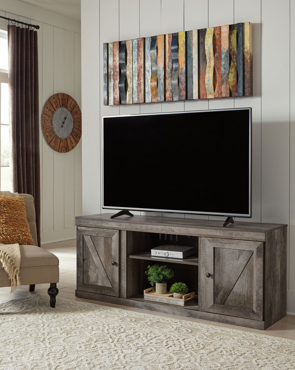 Wynnlow - TV Stand With Faux Firebrick Fireplace Insert - Gray - Image 3
