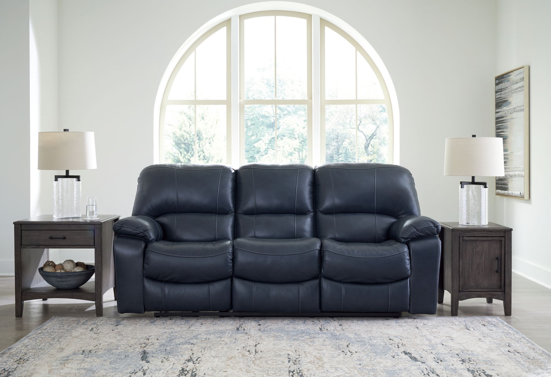 Leesworth - 3 Pc. - Power Reclining Sofa, Power Reclining Loveseat, Power Rocker Recliner - Ocean - Image 2