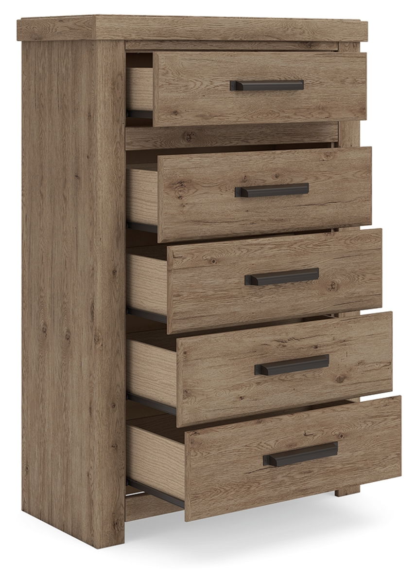 Oliandon - Five Drawer Chest - Light Brown - Image 4