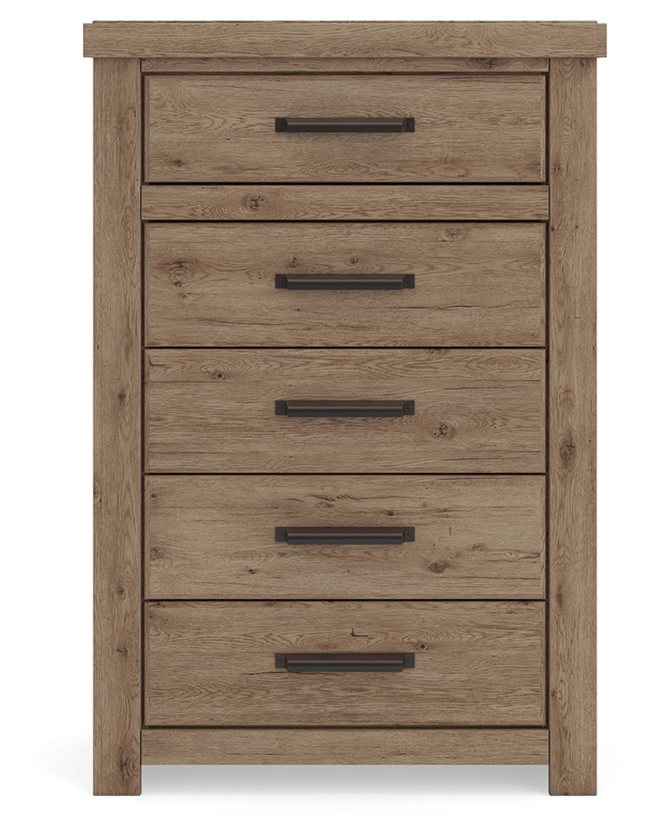 Oliandon - Five Drawer Chest - Light Brown - Image 2