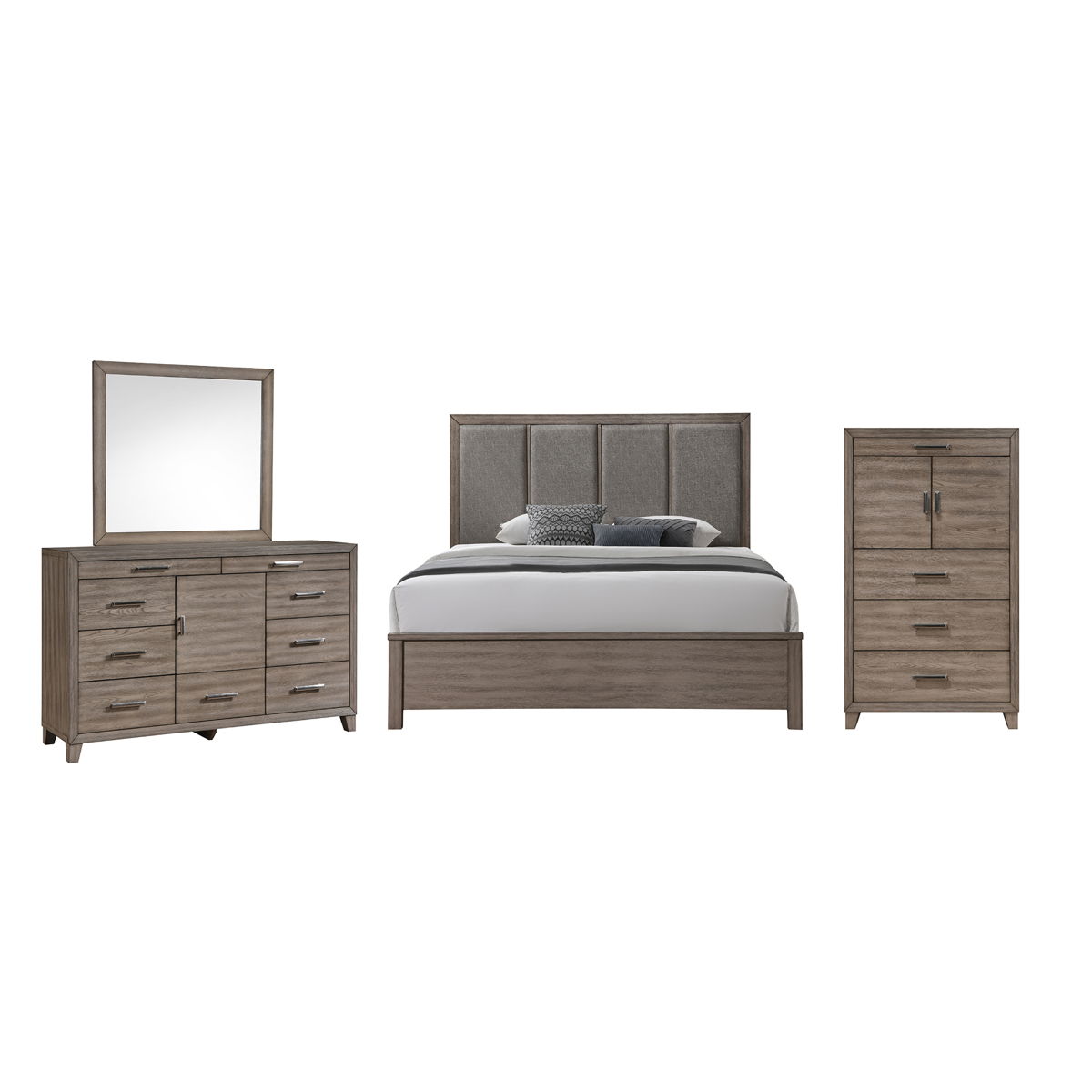 Harrisburg - 6/6 Eastern King 4 Piece Bedroom Set (Bed, Dresser, Mirror, Chest) - Dark Gray