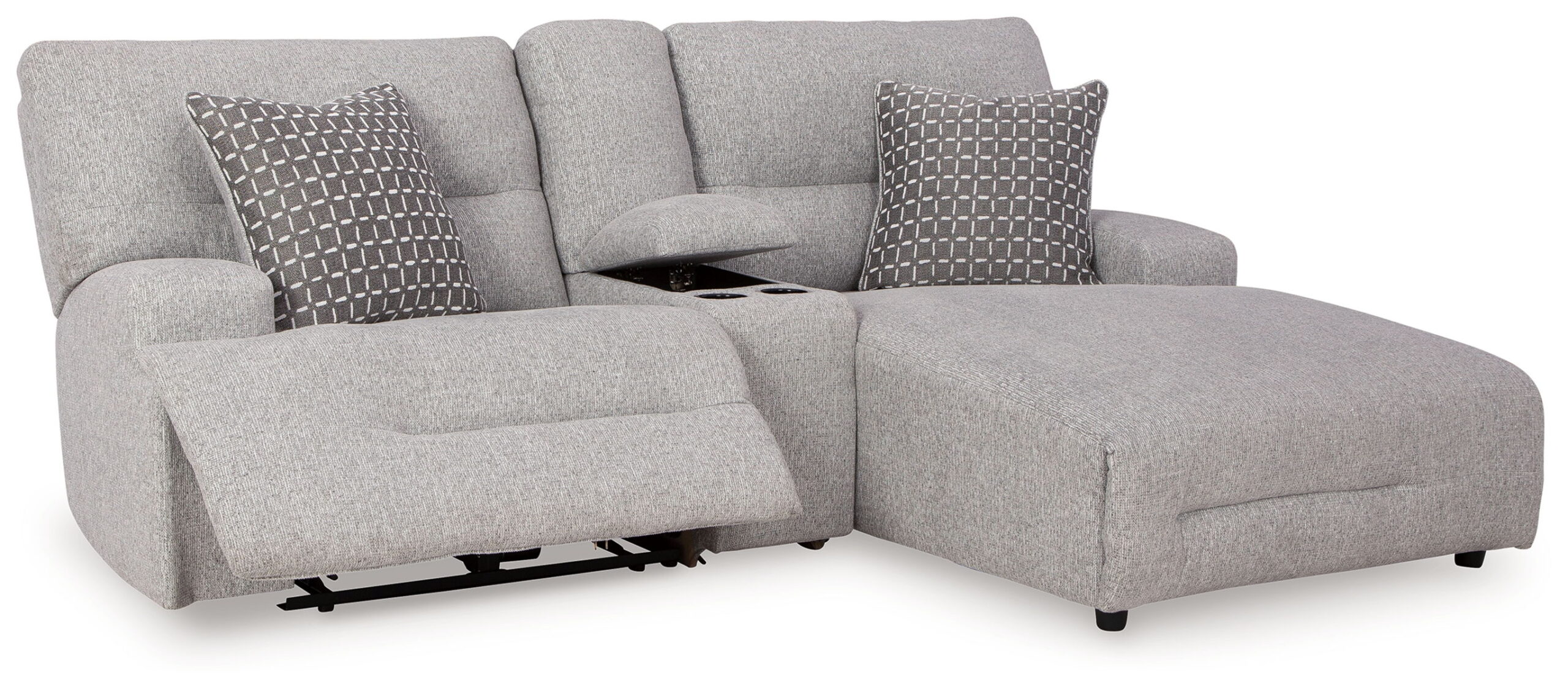 Acklen Place - 4 Pc. - 3-Piece Power Reclining Sectional Sofa With Raf Chaise, Wide Seat Power Recliner - Pewter - Image 6