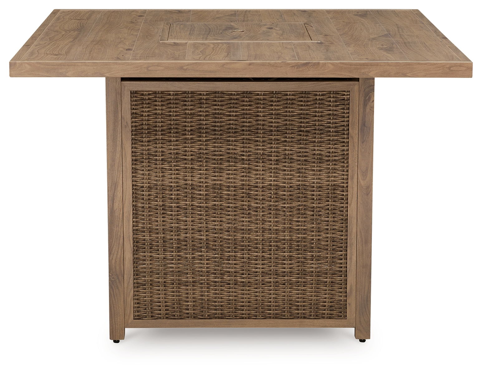 Walton Bridge - 5 Pc. - Square Bar Table W/Fire Pit, 4 Barstools - Driftwood - Image 3