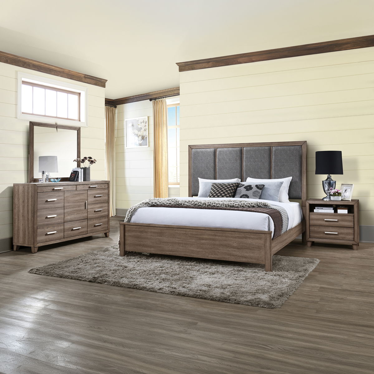 Harrisburg - 6/6 Eastern King 4 Piece Bedroom Set (Bed, Dresser, Mirror, Nightstand) - Dark Gray - Image 2