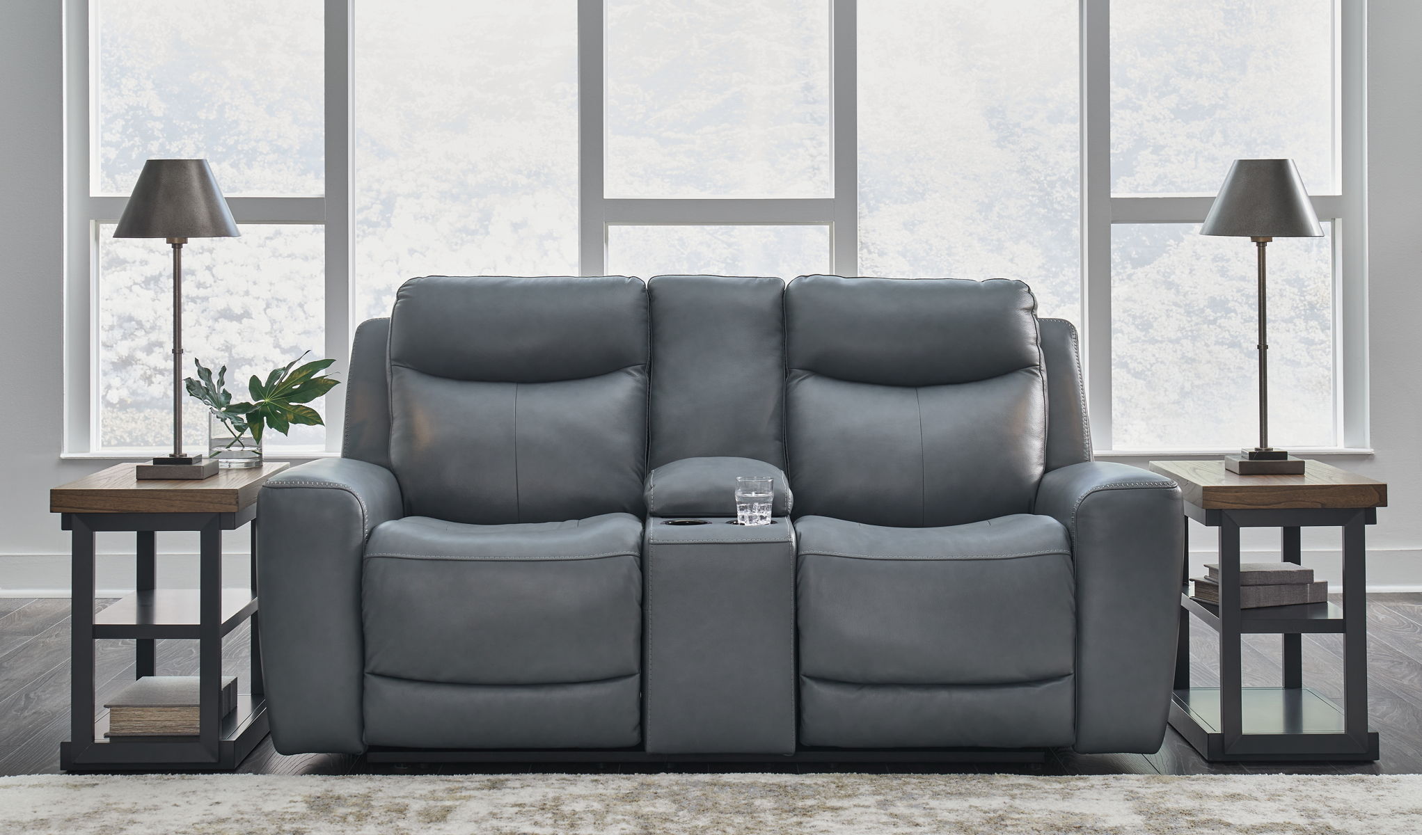 Mindanao - 2 Pc. - Power Reclining Sofa, Power Reclining Loveseat with Console - Steel - Image 9