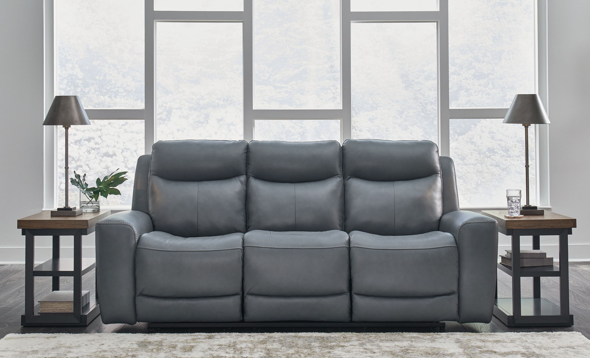 Mindanao - 2 Pc. - Power Reclining Sofa, Power Reclining Loveseat with Console - Steel - Image 2