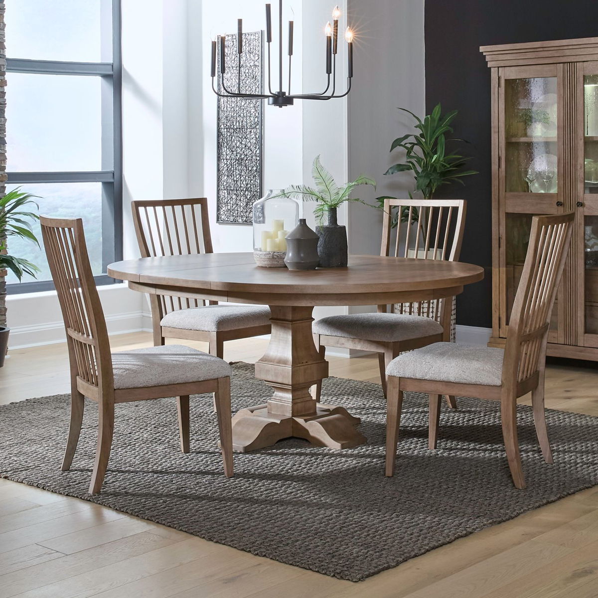Haven Hills - 5 Piece Pedestal Table Set - Camel Beige