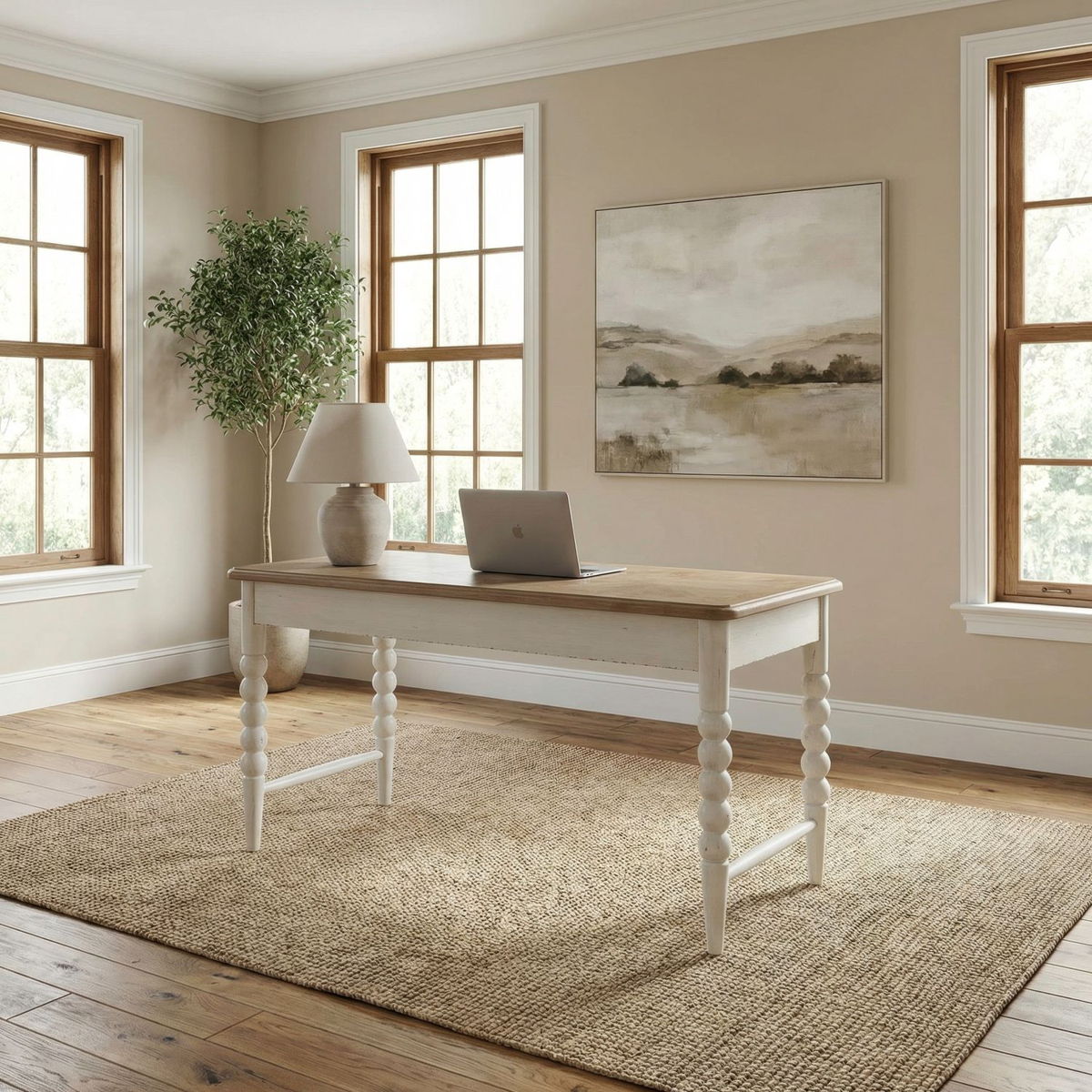 Turnberry Park - Writing Desk - Washed White & Toasted Oat