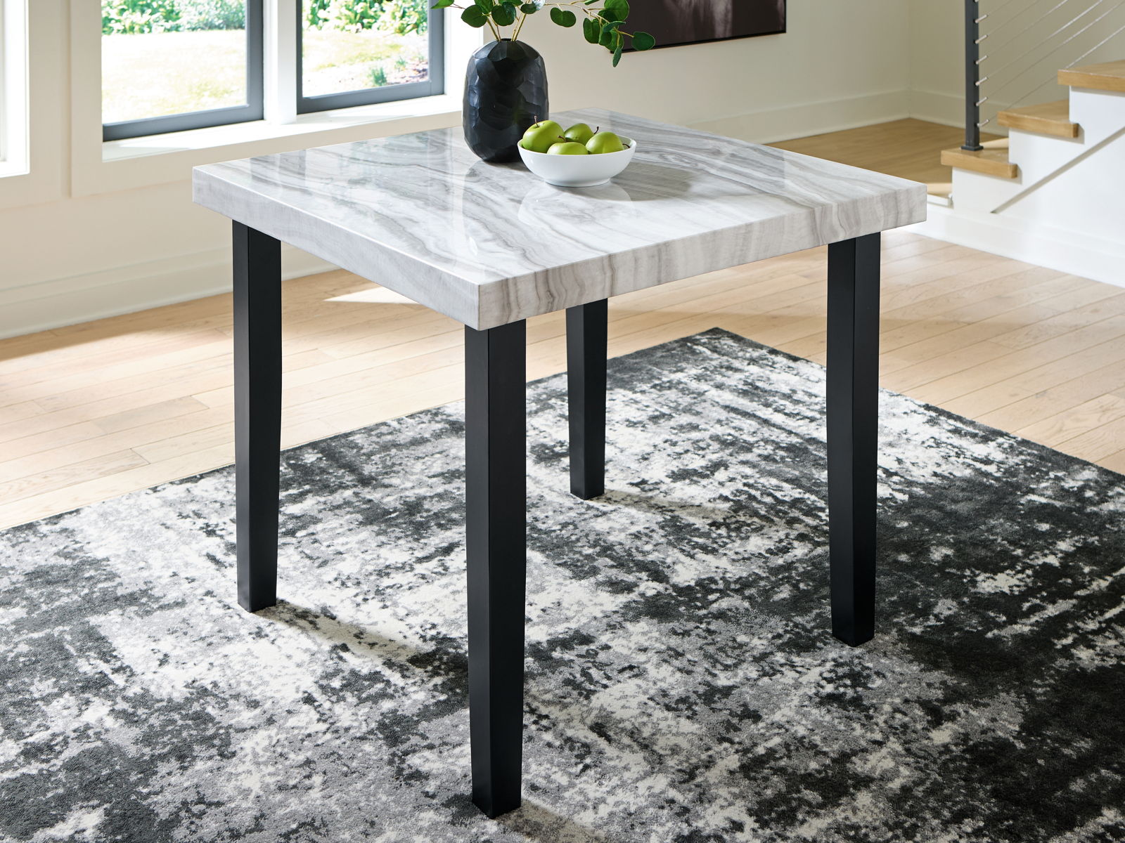 Mervannie - Square Dining Room Counter Table - Gray / Black - Image 4