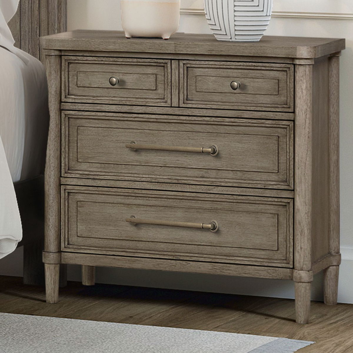 Rochelle Park - Nightstand With Charging Station - Smokey Taupe