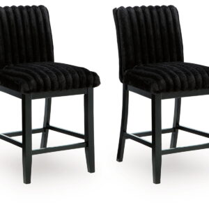 Mervannie - Upholstered Barstool (Set of 2) - Black