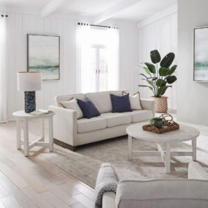 Backroads - 3 Piece Table Set (Round Cocktail Table & 2 Round End Tables) - Weathered White